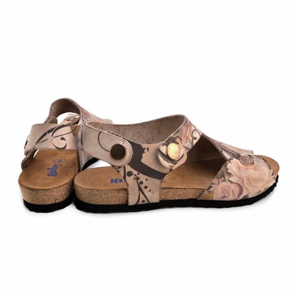 Goby Shoes - Genuine Leather Floral Strap Sandals - Picture 5 of 9